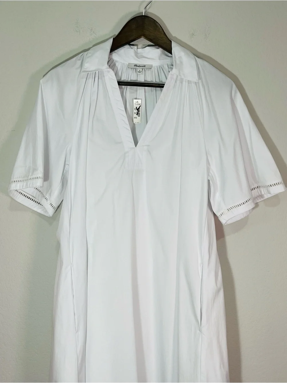 Madewell NWT Poplin Splitneck Midi Shirtdress Size Small in White - Picture 7 of 16